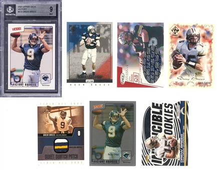 2001-2003 Upper Deck & Assorted Brands Drew Brees Serial-Numbered Card Collection (7 Different) Featuring BGS MINT 9 Rookie Card Example!